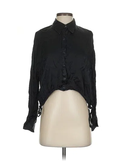 Pre-owned Zara Long Sleeve Blouse In Black