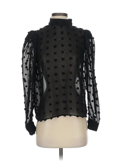 Pre-owned Zara Long Sleeve Blouse In Black