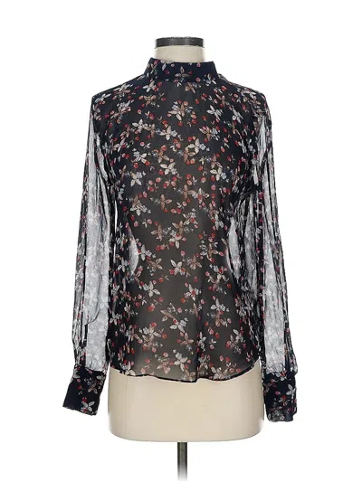 Pre-owned Zara Long Sleeve Blouse In Black