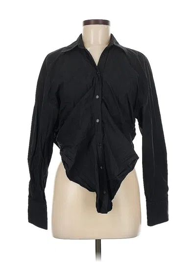 Pre-owned Zara Long Sleeve Blouse In Black