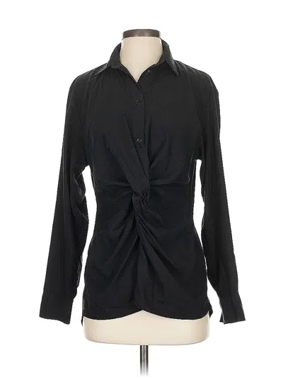 Pre-owned Zara Long Sleeve Blouse In Black