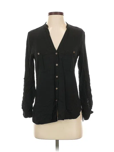 Pre-owned Zara Long Sleeve Blouse In Black