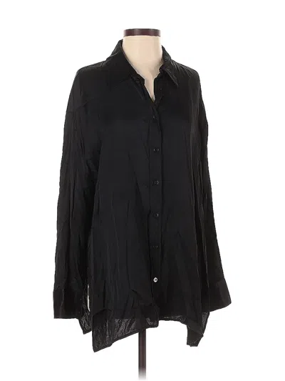 Pre-owned Zara Long Sleeve Blouse In Black