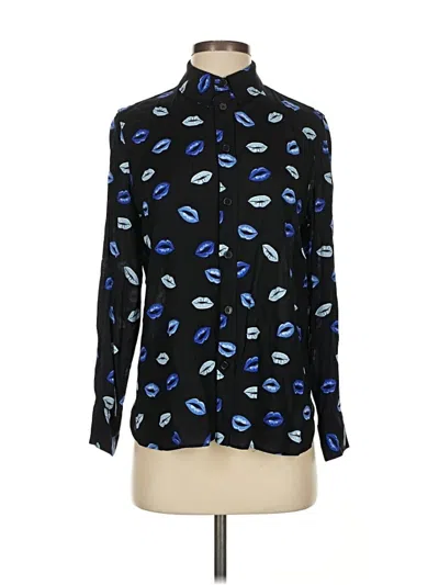 Pre-owned Zara Long Sleeve Blouse In Black