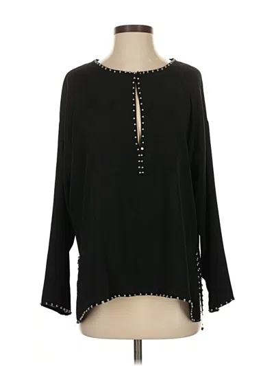 Pre-owned Zara Long Sleeve Blouse In Black