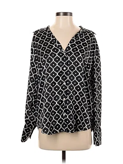 Pre-owned Zara Long Sleeve Blouse In Black