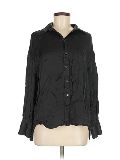 Pre-owned Zara Long Sleeve Blouse In Black