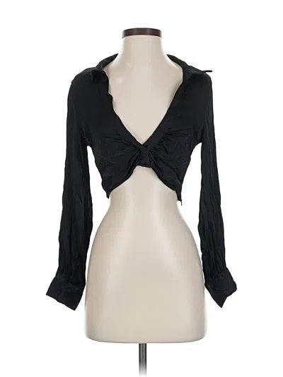 Pre-owned Zara Long Sleeve Blouse In Black