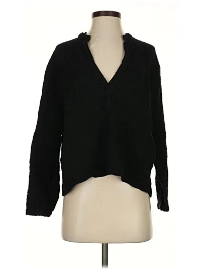 Pre-owned Zara Long Sleeve Blouse In Black