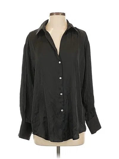 Pre-owned Zara Long Sleeve Blouse In Black