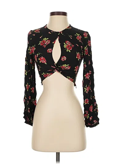 Pre-owned Zara Long Sleeve Blouse In Black