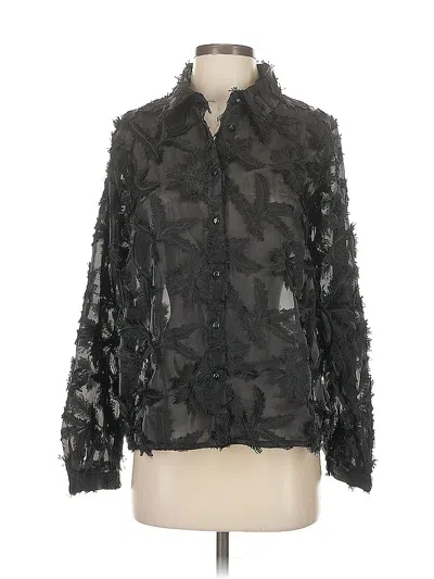 Pre-owned Zara Long Sleeve Blouse In Black