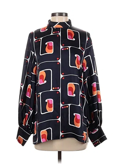 Pre-owned Zara Long Sleeve Blouse In Black