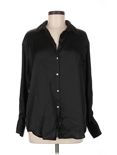 Pre-owned Zara Long Sleeve Blouse In Black