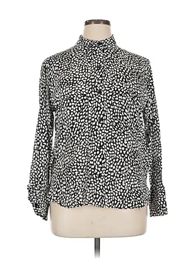 Pre-owned Zara Long Sleeve Blouse In Black