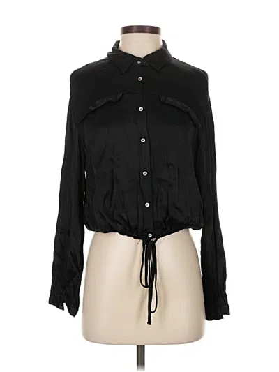 Pre-owned Zara Long Sleeve Blouse In Black