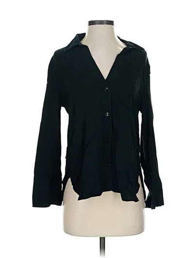Pre-owned Zara Long Sleeve Blouse In Black