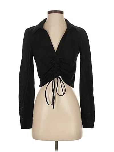 Pre-owned Zara Long Sleeve Blouse In Black