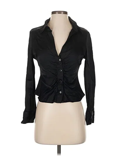 Pre-owned Zara Long Sleeve Blouse In Black