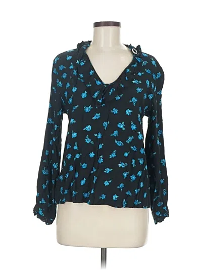Pre-owned Zara Long Sleeve Blouse In Black