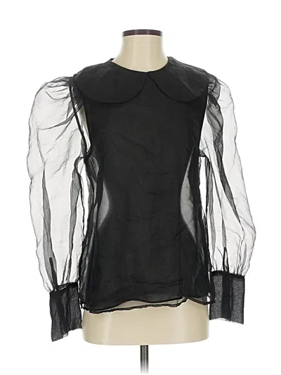 Pre-owned Zara Long Sleeve Blouse In Black