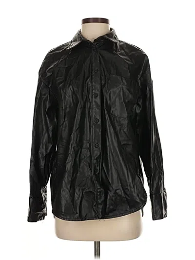 Pre-owned Zara Long Sleeve Blouse In Black