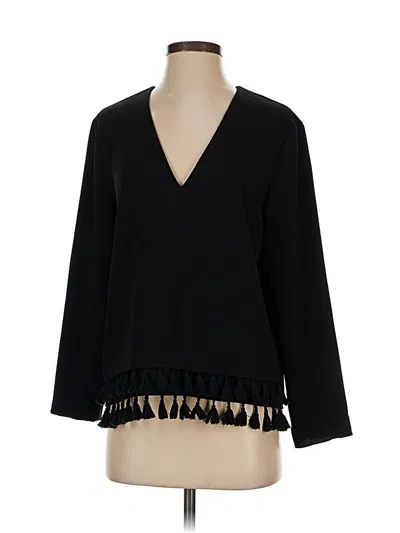 Pre-owned Zara Long Sleeve Blouse In Black