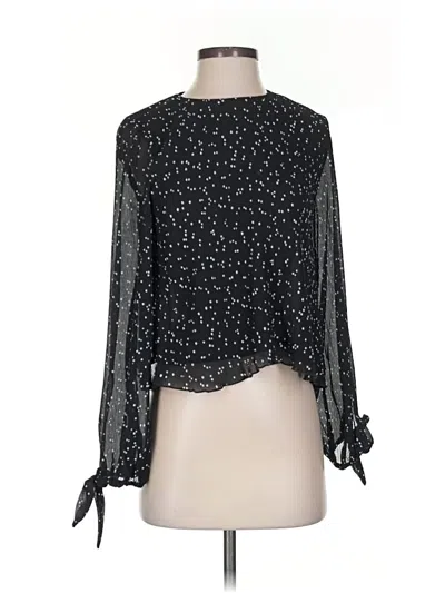 Pre-owned Zara Long Sleeve Blouse In Black