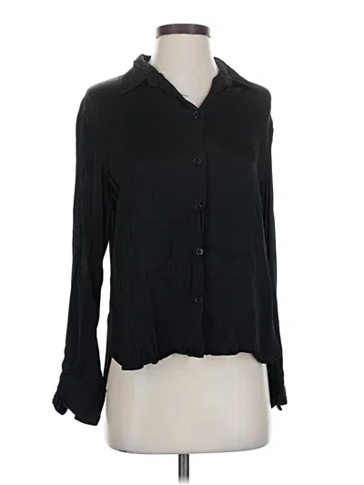 Pre-owned Zara Long Sleeve Blouse In Black