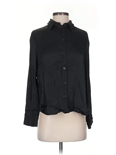 Pre-owned Zara Long Sleeve Blouse In Black