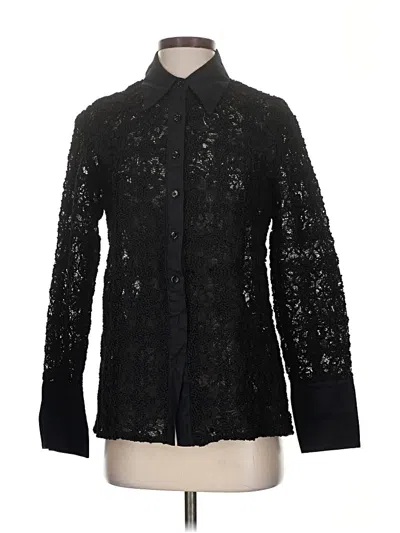 Pre-owned Zara Long Sleeve Blouse In Black