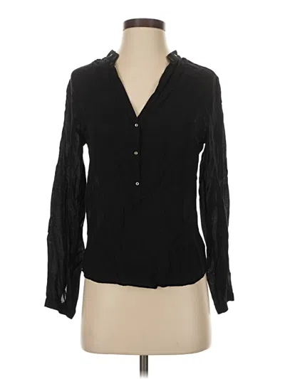 Pre-owned Zara Long Sleeve Blouse In Black