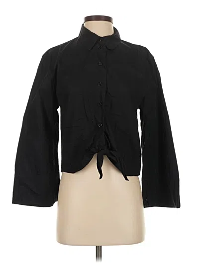 Pre-owned Zara Long Sleeve Blouse In Black