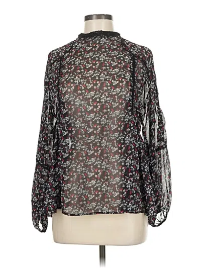 Pre-owned Zara Long Sleeve Blouse In Black