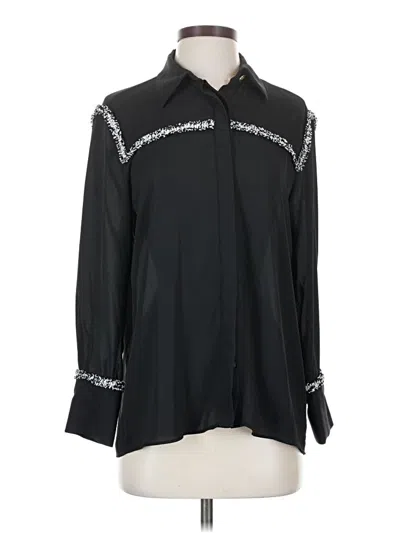 Pre-owned Zara Long Sleeve Blouse In Black