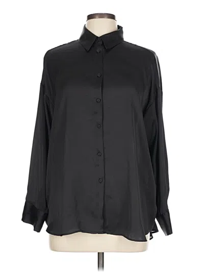 Pre-owned Zara Long Sleeve Blouse In Black