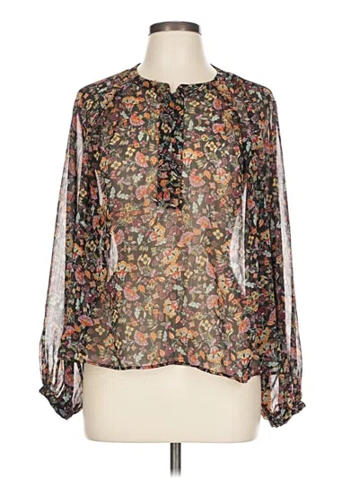 Pre-owned Zara Long Sleeve Blouse In Black