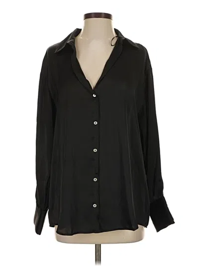 Pre-owned Zara Long Sleeve Blouse In Black