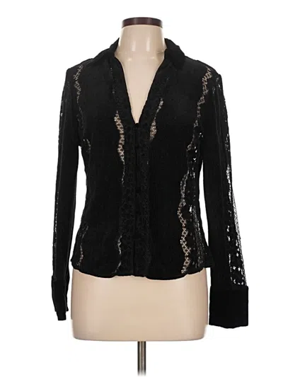 Pre-owned Zara Long Sleeve Blouse In Black