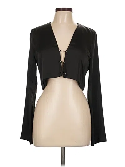 Pre-owned Zara Long Sleeve Blouse In Black
