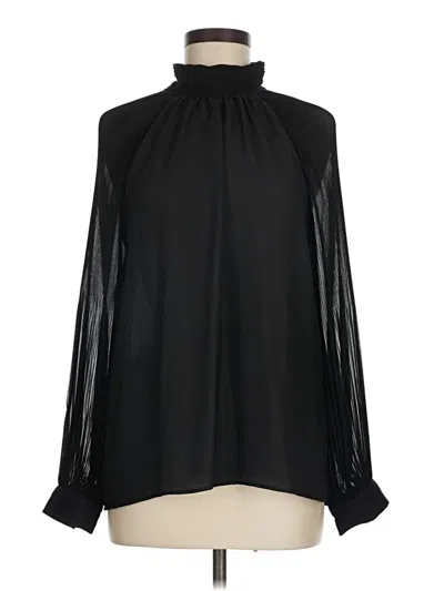 Pre-owned Zara Long Sleeve Blouse In Black