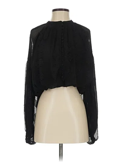 Pre-owned Zara Long Sleeve Blouse In Black