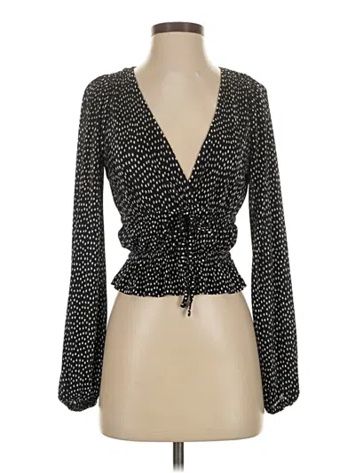 Pre-owned Zara Long Sleeve Blouse In Black