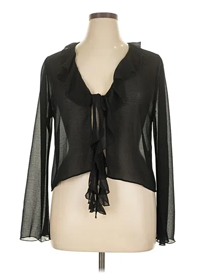 Pre-owned Zara Long Sleeve Blouse In Black