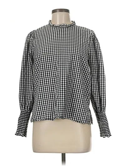 Pre-owned Zara Long Sleeve Blouse In Black