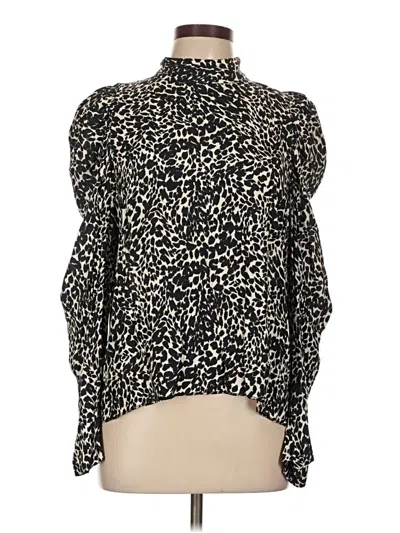 Pre-owned Zara Long Sleeve Blouse In Black