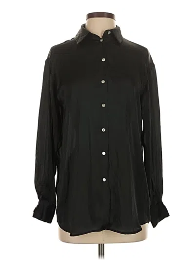 Pre-owned Zara Long Sleeve Blouse In Black