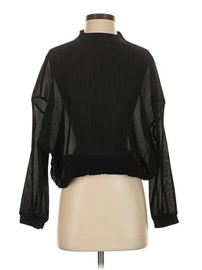 Pre-owned Zara Long Sleeve Blouse In Black