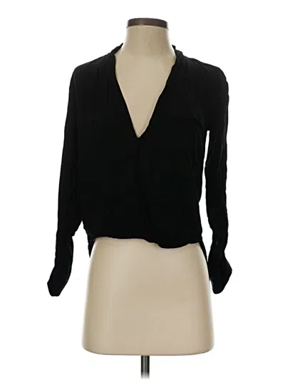 Pre-owned Zara Long Sleeve Blouse In Black