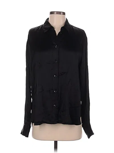 Pre-owned Zara Long Sleeve Blouse In Black